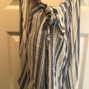 Strapless blouse, blue & white.